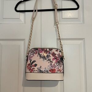 Floral cream and pink crossbody bag